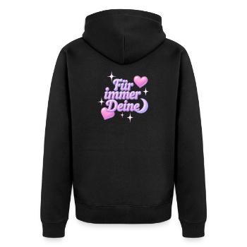 für immer deine / y2k statement design - Unisex Premium Bio Zip Hoodie - Schwarz - Hinten - Nico (187cm)