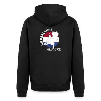 Almere - Unisex Premium Organic Zip Hoodie - black - Back - Nico (187cm)