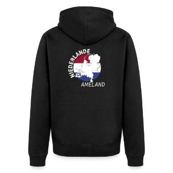 Ameland - Unisex Premium Bio Zip Hoodie - Schwarz - Hinten - Nico (187cm)