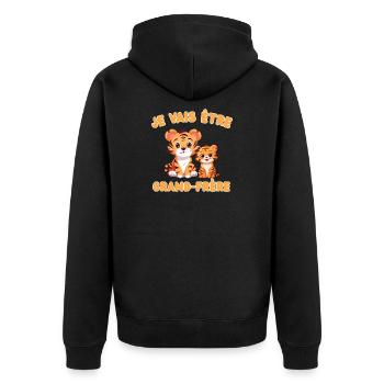 Ich werde Big Brother Tiger süßes Baby 2026 sein - Unisex Premium Bio Zip Hoodie - Schwarz - Hinten - Nico (187cm)