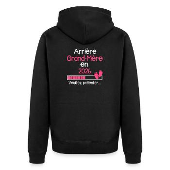 Arrière Grand-mère en 2026 Cadeau Future Mamie - Veste à capuche bio Premium Unisexe - noir - Dos - Nico (187cm)