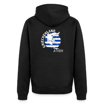 Athen - Unisex Premium Bio Zip Hoodie - Schwarz - Hinten - Nico (187cm)