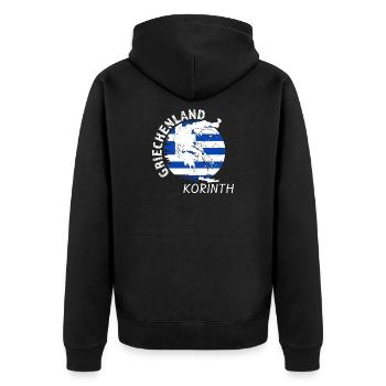 Korinth - Unisex Premium Bio Zip Hoodie - Schwarz - Hinten - Nico (187cm)