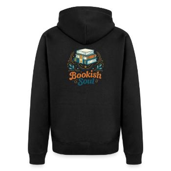 Bookish Soul - Unisex Premium Bio Zip Hoodie - Schwarz - Hinten - Nico (187cm)