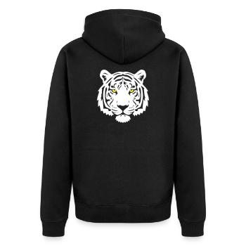 Tiger Kopf Gelbe Augen Raubkatze Vektor - Unisex Premium Bio Zip Hoodie - Schwarz - Hinten - Nico (187cm)