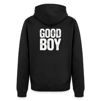 Guter Junge - Unisex Premium Bio Zip Hoodie - Schwarz - Hinten - Nico (187cm)
