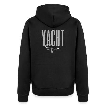 Yacht Squad – Luxus-Bootsbesatzung Segelurlaub - Unisex Premium Bio Zip Hoodie - Schwarz - Hinten - Nico (187cm)