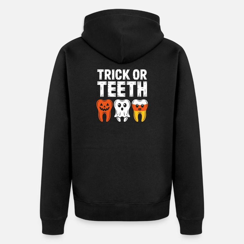 Trick oder Teeth Halloween-Trio - Unisex Premium Bio Zip Hoodie - Schwarz