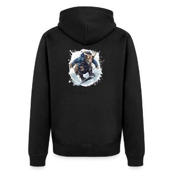 Bulle Snowboard Taurus - Unisex Premium Bio Zip Hoodie - Schwarz - Hinten - Nico (187cm)