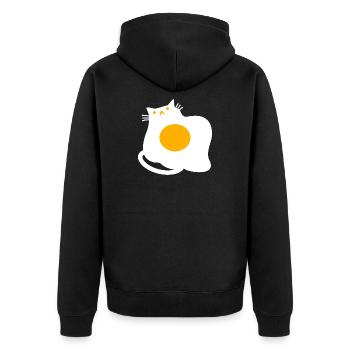 Lustige Katze als Spiegelei Kochen Koch - Unisex Premium Bio Zip Hoodie - Schwarz - Hinten - Nico (187cm)