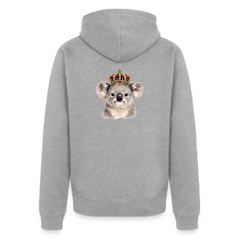 Koala royal avec couronne - Veste à capuche bio Premium Unisexe - gris chiné - Dos - Nico (187cm)