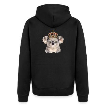 Königlicher Koala mit Krone  - Unisex Premium Bio Zip Hoodie - Schwarz - Hinten - Nico (187cm)