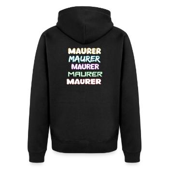Beruf Maurer - Unisex Premium Bio Zip Hoodie - Schwarz - Hinten - Nico (187cm)