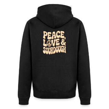 Peace Love Sourdough Tee - Unisex Premium Organic Zip Hoodie - black - Back - Nico (187cm)