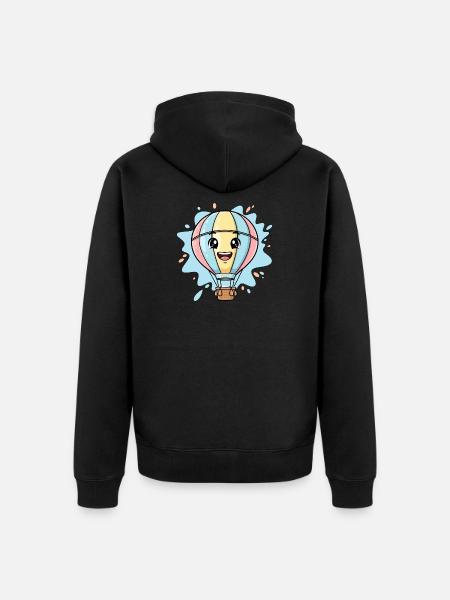Happy balloon friend cloud journey - Unisex Premium Organic Zip Hoodie - black