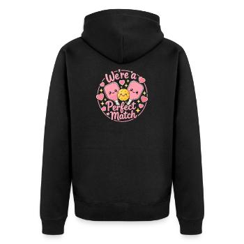Pickleball Love: The Perfect Kawaii Duo - Unisex Premium Organic Zip Hoodie - black - Back - Nico (187cm)