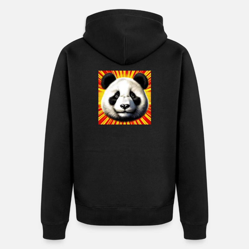 Panda - Unisex Premium Bio Zip Hoodie - Schwarz