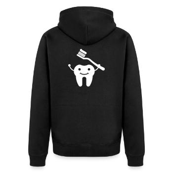 Tooth with toothbrush - Unisex Premium Organic Zip Hoodie - black - Back - Nico (187cm)