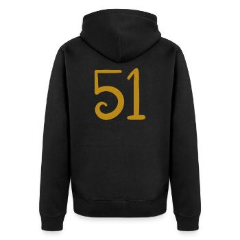 51 - Unisex Premium Bio Zip Hoodie - Schwarz - Hinten - Nico (187cm)