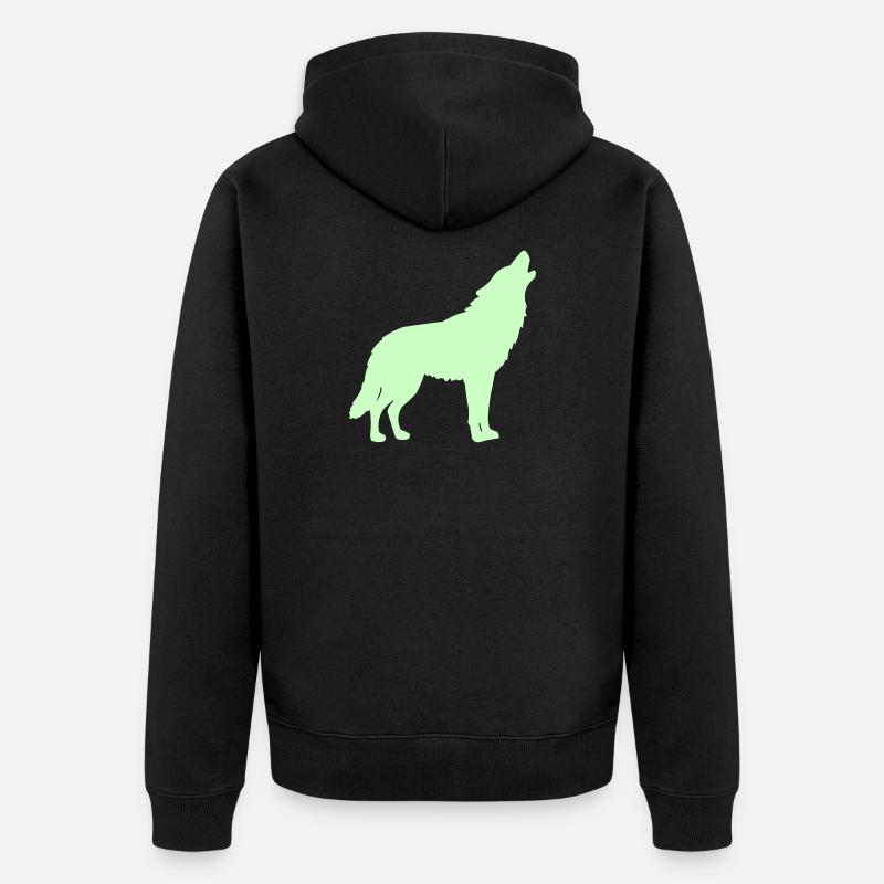 Silhouette de loup vert néon - Veste à capuche bio Premium Unisexe - noir