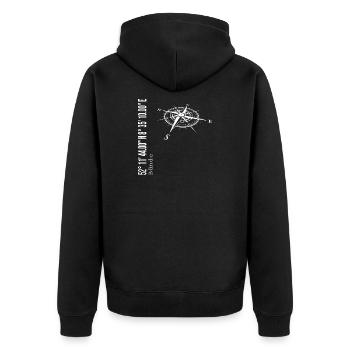 Bünde - Unisex Premium Bio Zip Hoodie - Schwarz - Hinten - Nico (187cm)