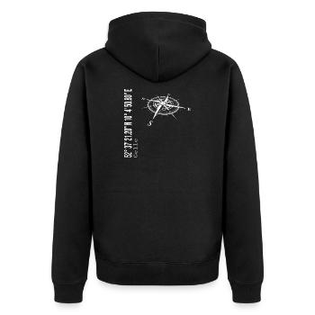 Celle - Unisex Premium Bio Zip Hoodie - Schwarz - Hinten - Nico (187cm)