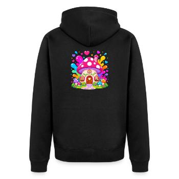 Magie de la Maison Champignon Colorée - Veste à capuche bio Premium Unisexe - noir - Dos - Nico (187cm)