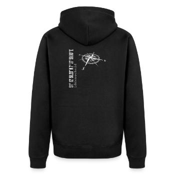 Lüdenscheid - Unisex Premium Bio Zip Hoodie - Schwarz - Hinten - Nico (187cm)
