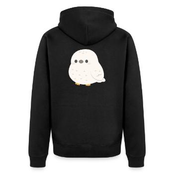 Schneeeulen-Kuschelzauber - Unisex Premium Bio Zip Hoodie - Schwarz - Hinten - Nico (187cm)