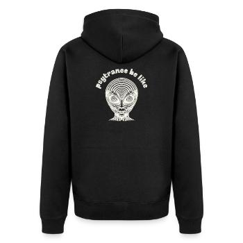 Psytrance ist wie - Psy Trance Humor Rave-Musik - Unisex Premium Bio Zip Hoodie - Schwarz - Hinten - Nico (187cm)
