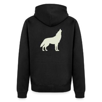 wolf - Unisex Premium Bio Zip Hoodie - Schwarz - Hinten - Nico (187cm)