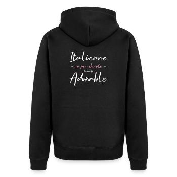Italienne Un Peu Chiante Mais Adorable T-Shirt ... - Veste à capuche bio Premium Unisexe - noir - Dos - Nico (187cm)