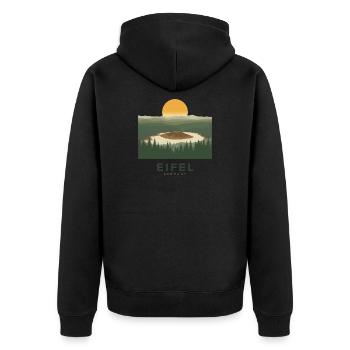 Eifel Volcano | Vintage Nature Poster - Unisex Premium Bio Zip Hoodie - Schwarz - Hinten - Nico (187cm)