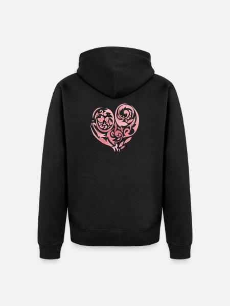 Blütenherz - Unisex Premium Bio Zip Hoodie - Schwarz