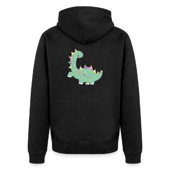 little green dinosaur with colorful dots - Unisex Premium Organic Zip Hoodie - black - Back - Nico (187cm)