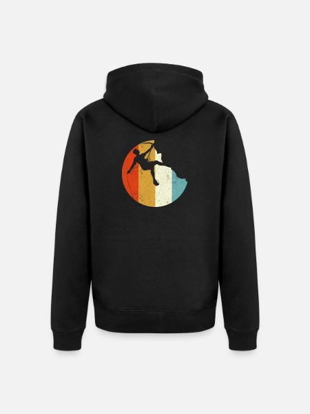 Climber Silhouette on Rainbow Gradient Globe - Unisex Premium Organic Zip Hoodie - black