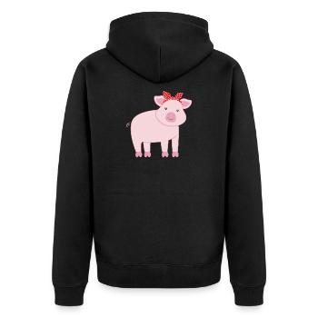 Schwein Schweine - Unisex Premium Bio Zip Hoodie - Schwarz - Hinten - Nico (187cm)