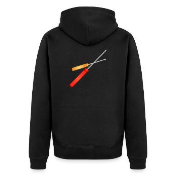 zwei Schraubendreher für die Werkzeugkiste - Unisex Premium Bio Zip Hoodie - Schwarz - Hinten - Nico (187cm)