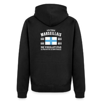 Marseille, Marseille humour, je suis Marseillais - Veste à capuche bio Premium Unisexe - noir - Dos - Nico (187cm)