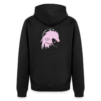 pferd liebe reiten sport horse love pink mähne gir - Unisex Premium Bio Zip Hoodie - Schwarz - Hinten - Nico (187cm)