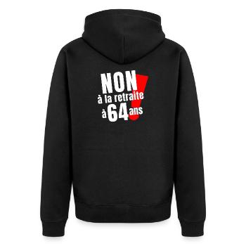 retraite, réforme des retraites, retraité - Veste à capuche bio Premium Unisexe - noir - Dos - Nico (187cm)