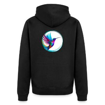 Kolibri - Unisex Premium Bio Zip Hoodie - Schwarz - Hinten - Nico (187cm)