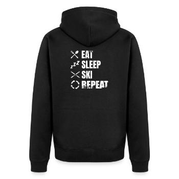 Lustiger Skifahrer - Unisex Premium Bio Zip Hoodie - Schwarz - Hinten - Nico (187cm)