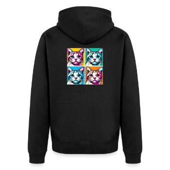 Chat Pop Art - Veste à capuche bio Premium Unisexe - noir - Dos - Nico (187cm)