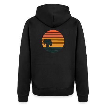 Sonnenuntergang mit Palmen - Unisex Premium Bio Zip Hoodie - Schwarz - Hinten - Nico (187cm)