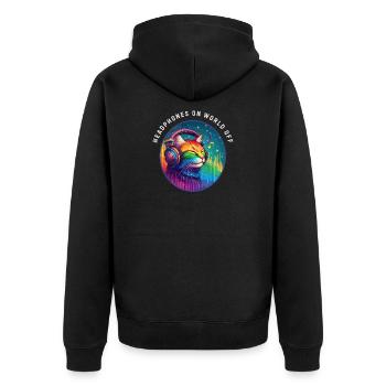 LGBT. Casque sur le monde éteint - Veste à capuche bio Premium Unisexe - noir - Dos - Nico (187cm)
