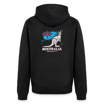 Australia Kangaroo Comic Flag Nature Animals Logo - Unisex Premium Organic Zip Hoodie - black - Back - Nico (187cm)