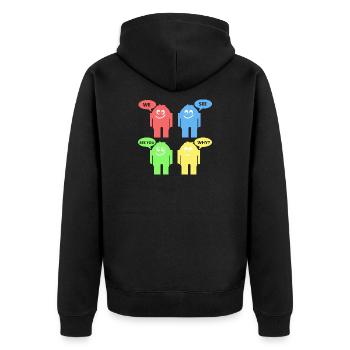 Lustige Männchen - Unisex Premium Bio Zip Hoodie - Schwarz - Hinten - Nico (187cm)
