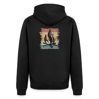 retro campfire survival outdoor bushcraft icon - Unisex Premium Organic Zip Hoodie - black - Back - Nico (187cm)