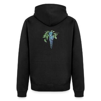 Wild Blue Wisteria Illustration - Unisex Premium Organic Zip Hoodie - black - Back - Nico (187cm)